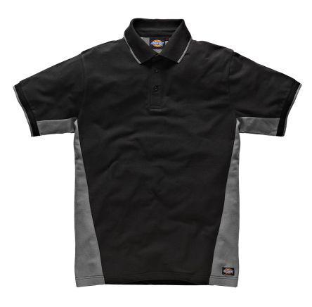SH2004-Two-Tone-Polo-Grey-Black-Small Dickies Black/Grey Men's Cotton Short Sleeved Polo, UK- S, EUR- S