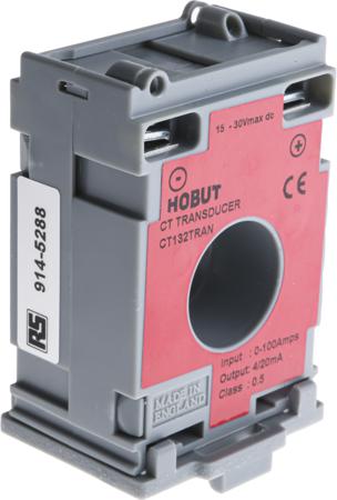 CT132TRAN100A-4/20MA HOBUT CT132TRAN Series Current Transformer, 100A Input, 100:1, 4 → 20 mA Output, 21mm Bore, 15 → 30 V