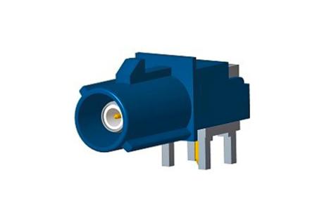 FA1-NCRP-PCB-8 Amphenol RF FAKRA Series, Plug Through Hole SMB Connector, 50Ω, Solder Termination, Right Angle Body