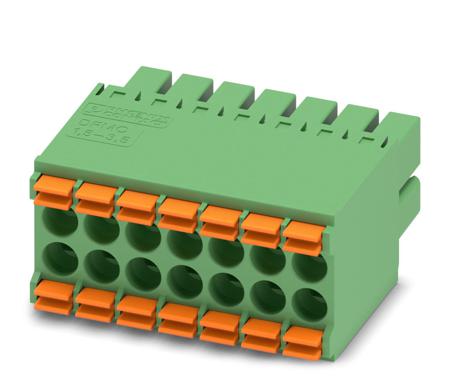 1790153 Phoenix Contact, 3.5mm Pitch, DFMC 1.5/ 7-ST-3.5, 14 Way, Pluggable Terminal Block, Plug, Cable Mount, Spring Cage
