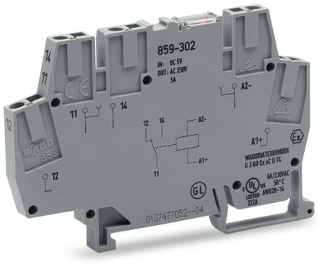 859-304-1 WAGO 859 Series Relay Module, DIN Rail Mount, 24V dc Coil, SPDT, 1-Pole, 5A Load