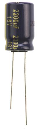 EEUFK1C222 Panasonic 2200μF Aluminium Electrolytic Capacitor 16V dc, Radial, Through Hole -