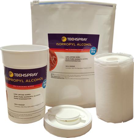 1610-100K Chemtronics TECHSPRAY Wet Isopropanol Wipes, Tub of 100, 150 x 200mm