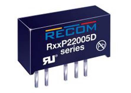 R24P22005D Recom RxxP22005D 2W Isolated DC-DC Converter Through Hole, Vout -5/20V dc, I/O isolation 5.2kV dc