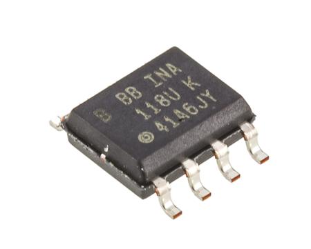 INA118UB  Texas Instruments, Instrumentation Amplifier, 50μV Offset 800kHz, 8-Pin SOIC