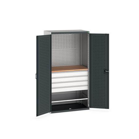 40022092-19V Bott 2 Door, 4 Drawer Sheet Steel Floor Standing Cupboard, 1300 X 650 X 2000mm