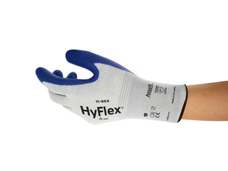 11953090 Ansell HyFlex 11-953 Blue Polyamide Abrasion Resistant Work Gloves, Size 9, Nitrile Coating