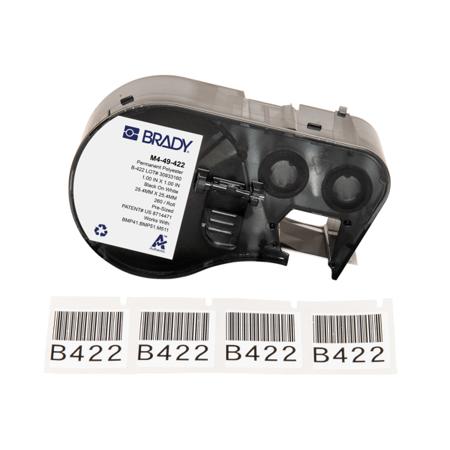 M4-49-422 Brady B-422 on Black on White Label, 25.40 mm Width