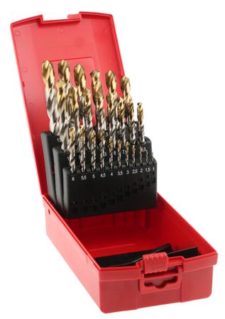 A095204 Dormer 25-Piece Twist Drill Bit Set for Multi-Material, 13mm Max, 1mm Min, HSS-TiN Bits