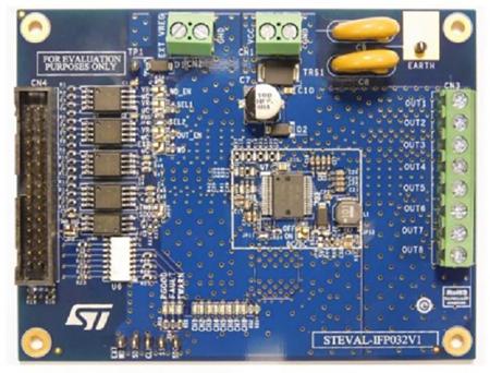 STEVAL-IFP032V1 STMicroelectronics Eight-Channel High-Side Driver Based on the VNI8200XP-32 Step Down Converter for VNI8200XP-32 for GUI