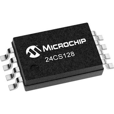 24CS128T-E-ST Microchip 24CS128T-E/ST,  128 kB EEPROM,  5 ms 8-Pin TSSOP I2C