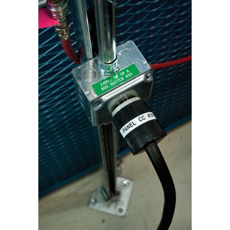 M7C-2000-595-GN Brady B-595 Black on Green/Transparent Cable Labels, 15.24 m Length, 50.8 mm Width, 50.8mm Label Width