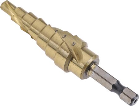 DT5027-QZ Dewalt HSS 8 → 18mm Step Drill Bit, 6 Steps, 18mm Max Drilling Thickness