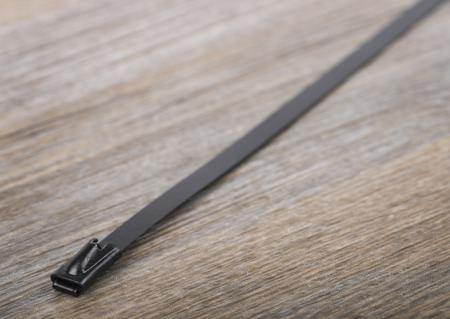 547-4333 RS Pro Black Polyester Coated Stainless Steel Roller Ball Cable Tie, 360mm x 4.6 mm