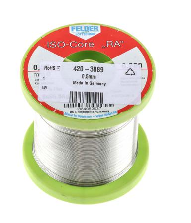 18.840.52037 Felder Lottechnik Wire, 0.5mm Lead Free Solder, 217°C Melting Point