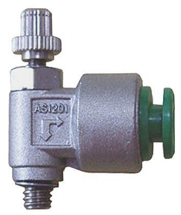 AS1201-M5-F06 SMC AS series Speed Controller, M5 x 0.8 Male Inlet Port x M5 x 0.8 Male Outlet Port x 6mm Tube Outlet Port