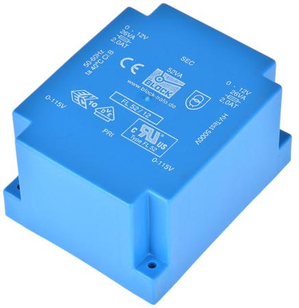 FL-52-12 12V ac 2 Output Through Hole PCB Transformer, 52VA