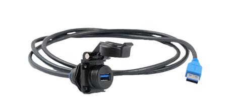 USB3APSCC7210A Amphenol Socapex Straight, Panel Mount, Female to Male- Dual Port Type USB A USB 3.2 IP54 USB Connector