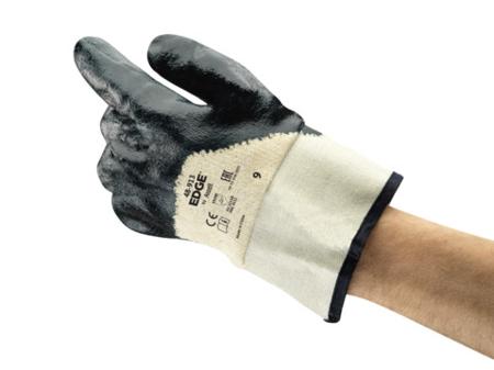 48913090 Ansell Edge 48-913 Blue Cotton, Jersey Oil Resistant Work Gloves, Size 9, Nitrile Coating