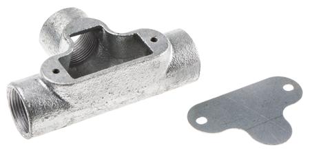 763-9226 RS Pro Inspection Tee Cable Conduit Fitting, Steel Galvanised 25mm nominal size