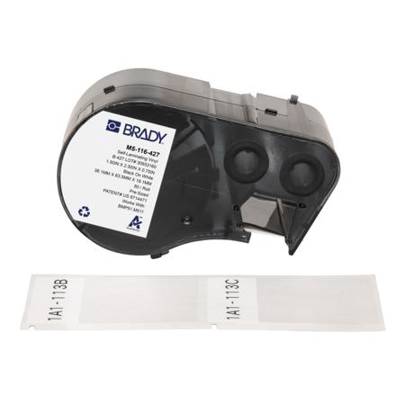 M5-116-427 Brady B-427 on Black on White, Transparent Label, 38.10 mm Width, 38.10mm Label Width