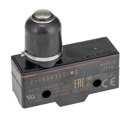 Z-15GK355-B Omron Spring Plunger Micro Switch, Screw Terminal, 15A, SPDT, IP00