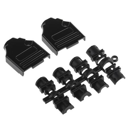 MHDTZK9-BK-RA-PC-BK-K MH Connectors MHDTZK-BK Series Zinc D Sub Backshell, 9 Way, Strain Relief