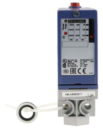 XMLB300D2S11 Telemecanique Sensors Pressure Sensor, 22bar Min, 300bar Max, Relay Output, Differential Reading