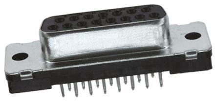 5747299-2 TE Connectivity AMPLIMITE HD-20 Series, 15 Way Through Hole PCB D-sub Connector Socket, with 3.05 mm mounting holes