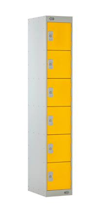 214-281 RS PRO 6 Door No Steel Yellow Locker, 1800 mm x 300 mm x 450mm