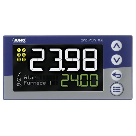 702113/8-0000-25/000 Jumo diraTRON Panel Mount PID Temperature Controller, 96 x 48mm 3 Input, 3 Output 2 Relay, 1 Logic, 20 → 30 V