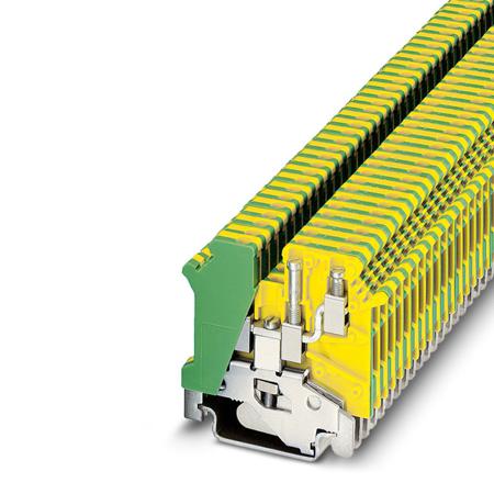 1923128 Phoenix Contact  UK 3-TWIN-PE Series Green/Yellow, Double-Level, Screw Termination, Fused