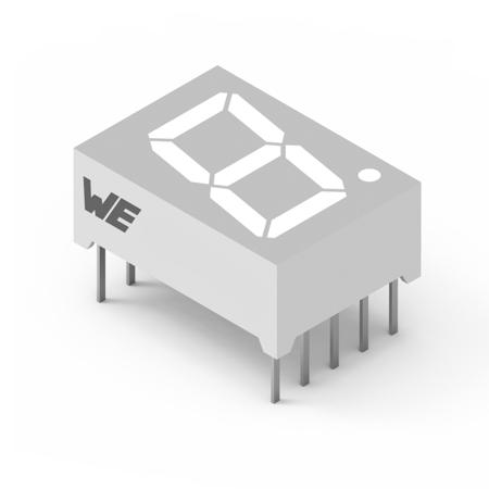 157142S12703  Wurth Elektronik 7-Segment LED Display, CC Super Red 38 mcd RH DP 14.2mm