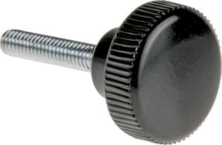 702-7526 RS PRO Black Knurled Clamping Knob, M4, Threaded Stud