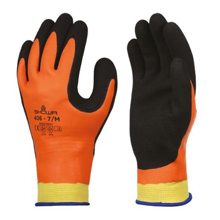 SHO4065 Showa 406 Black, Orange Acrylic, Nylon, Polyester Cold Environment, Wet Environment Work Gloves, Size XXL, Latex Coating