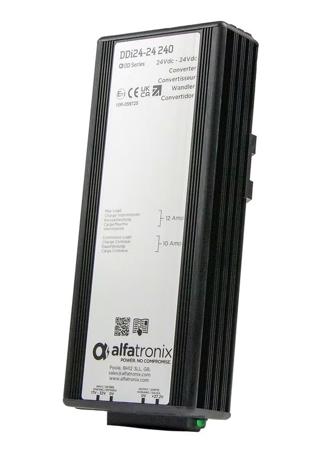 DDI-24---24-240 Alfatronix Ltd DDI DC-DC Converter, 24V dc/ 10A Output, 24 V dc Input, 240W, Clip Mount, +80°C Max Temp -25°C Min Temp