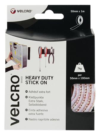 VEL-EC60242 Velcro White Hook & Loop Tape, 50mm x 1m