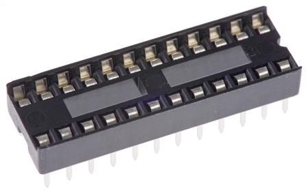 A 24-LC/7-T ASSMANN WSW 2.54mm Pitch Vertical 24 Way, Through Hole Stamped Pin Open Frame IC Dip Socket, 1A