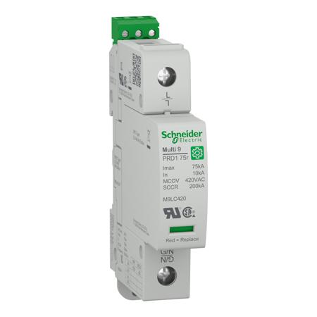 M9L41347 Schneider Electric 1 Phase Surge Arrester, 75kA, 1500V (Volts), Clip-On Mount