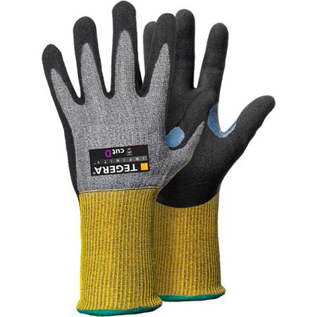 8811-5 Tegera TEGERA Black, Yellow CRF Technology, Glass Fibre Thread, HPPE, Nylon, Spandex Cut Resistant Work Gloves, Size 5,
