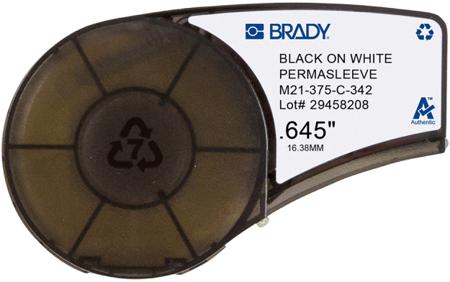 M21-375-C-342 Brady B-342 Black on Black on White Label Printer Tape, 2.13 m Length, 16.38 mm Width, 16.4mm Label Length
