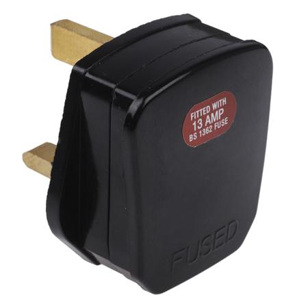 854-380 RS PRO UK Mains Plug, 13A Black, Cable Mount Thermoplastic, Urea Formaldehyde, 250 V