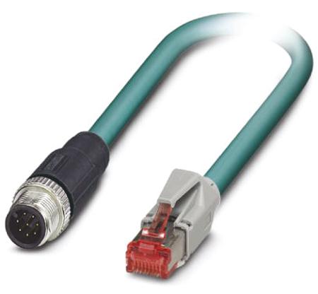 1403492 Phoenix ContactVS-M12MS-IP20-94B-LI/3.0, 3m Cat5, Blue M12 to Male RJ45 Male Shielded, Terminated PUR Sheath
