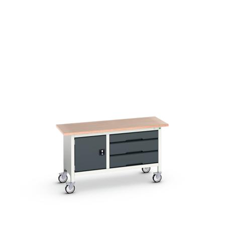 16923214-19 Bott 1 Door, 3 Drawer Sheet Steel Floor Standing Storage Cabinet, 1500 x 600 x 830mm