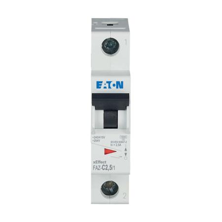 278550-FAZ-C2-5-1 Eaton xEffect FAZ MCB, 1P, 2.5A Curve C, 230V AC, 10 kA Breaking Capacity