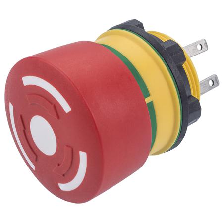84-5340.0020 EAO 84 Series Twist Release Emergency Stop Push Button, Panel Mount, 22mm Cutout, 2NC, IP65, IP67