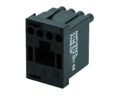 C146E12001E8 Amphenol Industrial C146 Heavy Duty Power Connector Module, 4 contacts, 13A, Male