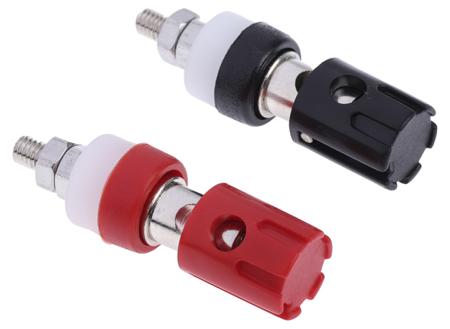 187-3803 RS PRO 15A, Black, Red Binding Post - 7.2mm Hole Diameter