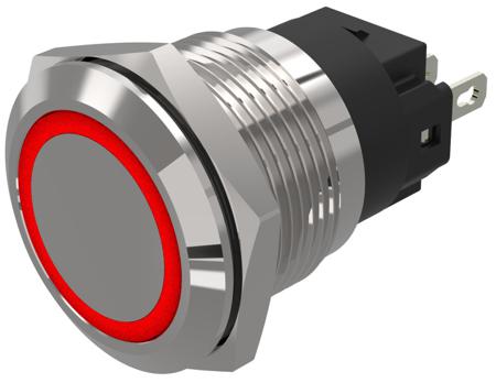 82-5551.0114 EAO 82 Series Red Indicator, 24V ac/dc, 19mm Mounting Hole Size, Solder Tab Termination, IP65, IP67