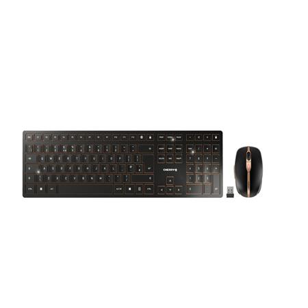 JD-9100GB-2 Cherry CHERRY DW 9100 SLIM Wireless Ergonomic Keyboard and Mouse Set, QWERTY (UK), Black